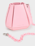Geometric Structured Bucket Bag Light Pink