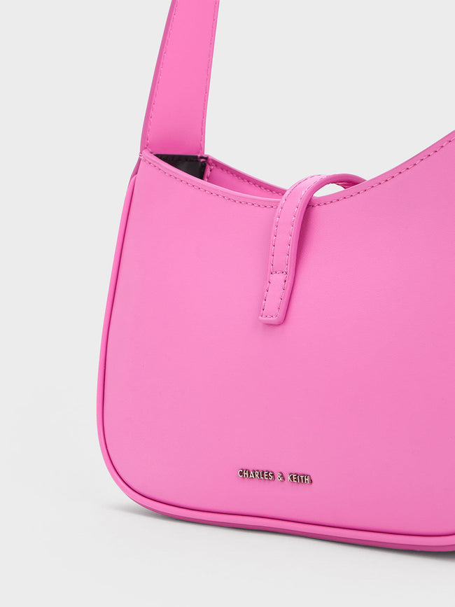 CHARLES & KEITH Women Cesia Metallic Accent Shoulder Bag Pink