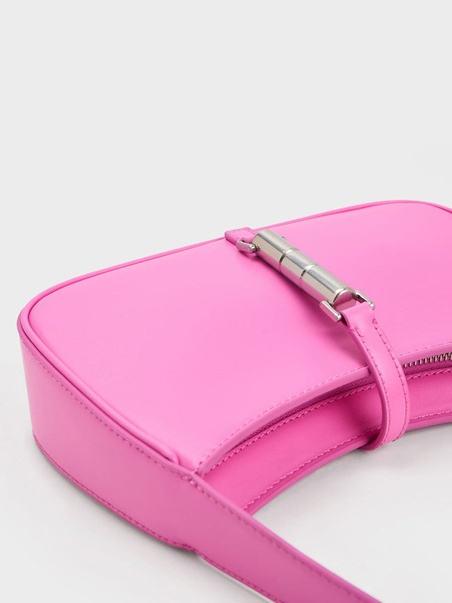 CHARLES & KEITH Women Cesia Metallic Accent Shoulder Bag Pink