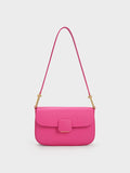 CHARLES & KEITH Women Koa Square Push Lock Shoulder Bag Fuchsia