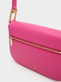 CHARLES & KEITH Women Koa Square Push Lock Shoulder Bag Fuchsia