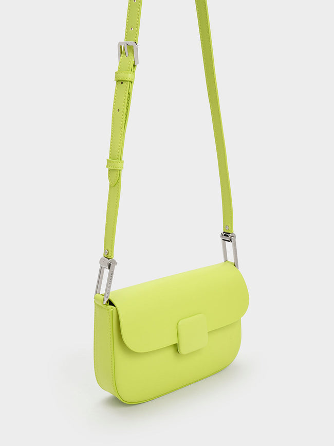 CHARLES & KEITH Women Koa Square Push Lock Shoulder Bag Lime