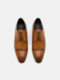 PEDRO Men Leather Brogue Derby Shoes - Camel