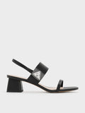 CHARLES & KEITH Trice Metallic Accent Block Heel Sandals Black
