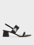 CHARLES & KEITH Women Trice Metallic Accent Block Heel Sandals Black