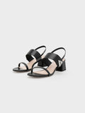 CHARLES & KEITH Trice Metallic Accent Block Heel Sandals Black