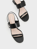 CHARLES & KEITH Trice Metallic Accent Block Heel Sandals Black