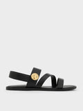 CHARLES & KEITH Yara Turn Lock Strappy Sandals_Black