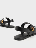 CHARLES & KEITH Yara Turn Lock Strappy Sandals_Black