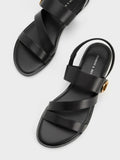 CHARLES & KEITH Yara Turn Lock Strappy Sandals_Black