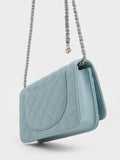 CHARLES & KEITH Cressida Quilted Push-Lock Clutch_Sea Salt Blue