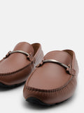 PEDRO Men Leather Horsebit Moccasins - Brown