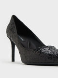CHARLES & KEITH Emmy Glittered Pointed-Toe Pumps Black Textured