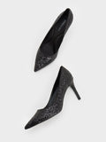 CHARLES & KEITH Emmy Glittered Pointed-Toe Pumps Black Textured