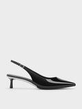 Curtis Pointed-Toe Kitten-Heel Slingback Pumps_Black Patent