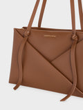 CHARLES & KEITH Women Midori Geometric Tote Bag_Chocolate