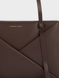 CHARLES & KEITH Women Midori Geometric Tote Bag_Espresso Brown