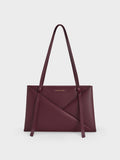 CHARLES & KEITH Women Midori Geometric Tote Bag_Wineberry Red