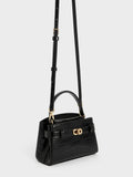CHARLES & KEITH Women Aubrielle Croc-Effect Top Handle Bag Black
