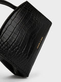 CHARLES & KEITH Women Aubrielle Croc-Effect Top Handle Bag Black