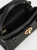 CHARLES & KEITH Women Aubrielle Croc-Effect Top Handle Bag Black