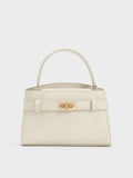 CHARLES & KEITH Women Aubrielle Croc-Effect Top Handle Bag_Ivory