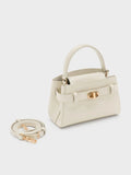 CHARLES & KEITH Women Aubrielle Croc-Effect Top Handle Bag_Ivory