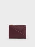 CHARLES & KEITH Women Midori Geometric Top-Zip Wallet_Wineberry Red