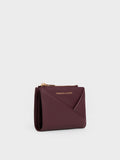 CHARLES & KEITH Women Midori Geometric Top-Zip Wallet_Wineberry Red