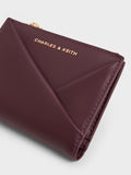 CHARLES & KEITH Women Midori Geometric Top-Zip Wallet_Wineberry Red