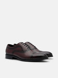 PEDRO Leather Brogue Oxford Shoes - Wine