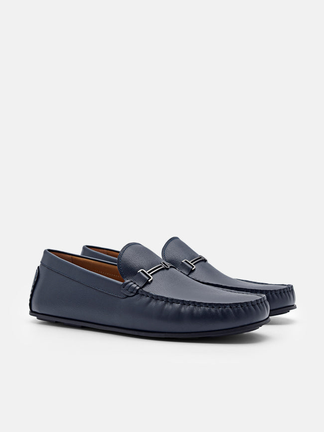 PEDRO Anthony Leather Driving Shoes-Navy