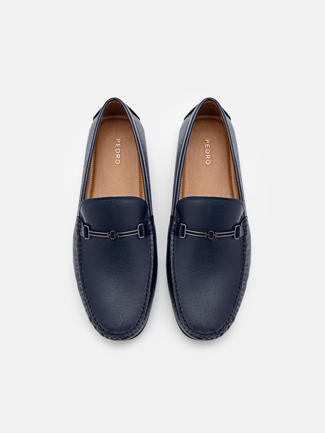 PEDRO Anthony Leather Driving Shoes-Navy