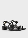 CHARLES & KEITH Block Heel Ankle-Strap Sandals Black