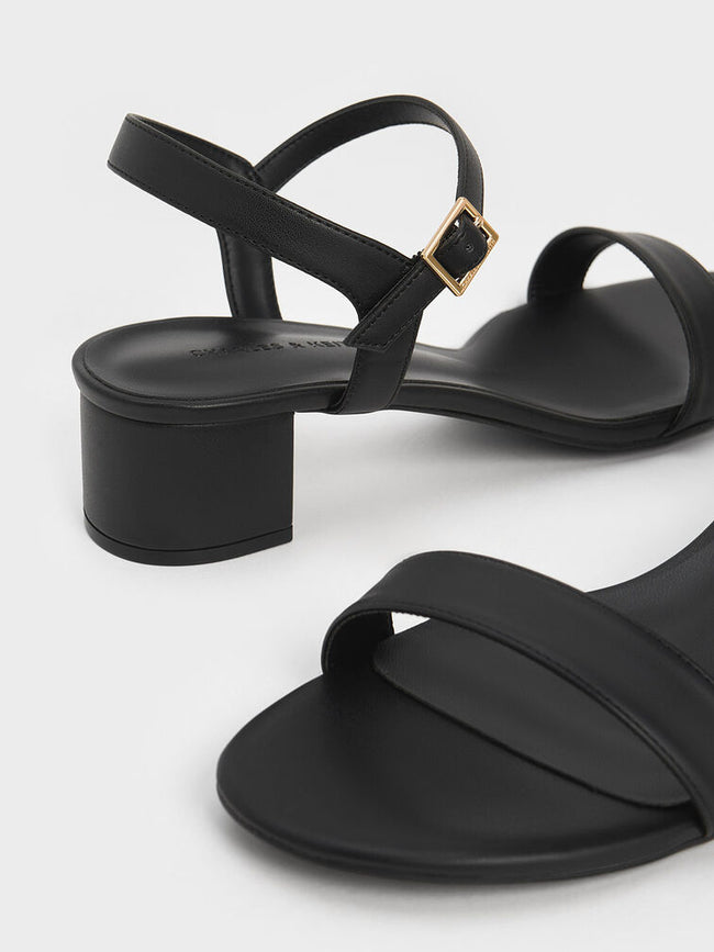CHARLES & KEITH Block Heel Ankle-Strap Sandals Black