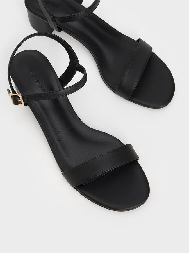 CHARLES & KEITH Block Heel Ankle-Strap Sandals Black