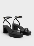 Thin-Strap Block Heel Sandals Black