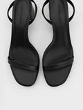 Women Thin Strap Block Heel Sandals Black