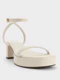 CHARLES & KEITH Women Thin Strap Block Heel Sandals Chalk