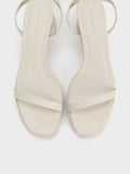 CHARLES & KEITH Women Thin Strap Block Heel Sandals Chalk