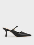 CHARLES & KEITH Buckle-Strap Heeled Mules Black