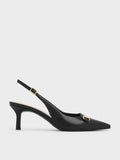 Metallic-Accent Slingback Pumps Black