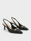 Metallic-Accent Slingback Pumps Black