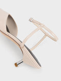 CHARLES & KEITH Women Crinkle Effect Kitten Heel Pointed Toe Pumps Cream