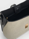 CHARLES & KEITH Women Wisteria Canvas Belted Shoulder Bag_Multi