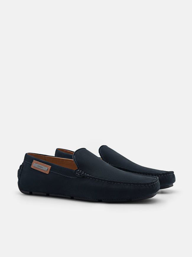 PEDRO Bryce Nubuck Driving Shoes-Navy