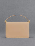 CHARLES & KEITH Women Leather Boxy Bag_Nude