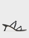 CHARLES & KEITH Women Rose Embellished Slant Heel Strappy Mules Black