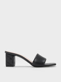 CHARLES & KEITH Women Puffy Strap Quilted Heel Mules Black