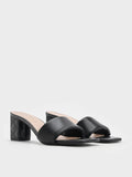 CHARLES & KEITH Women Puffy Strap Quilted Heel Mules Black